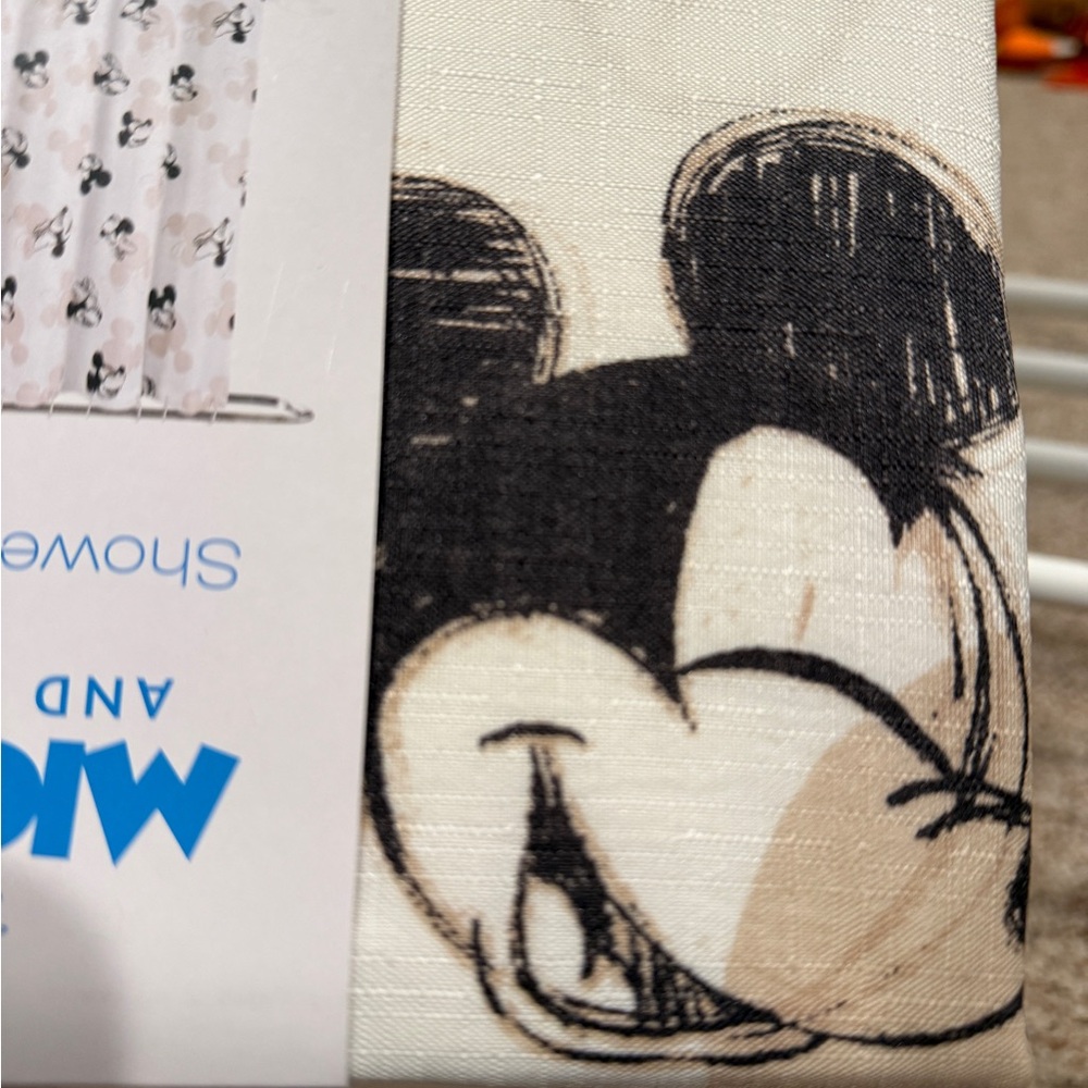 Disney Mickey and Friends Shower Curtain - Black, Beige, White - Picture 2 of 6